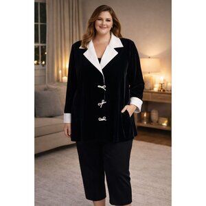 Coldwater Creek Womens Plus Size Black & White Blazer Jacket Size 22W Q01 W